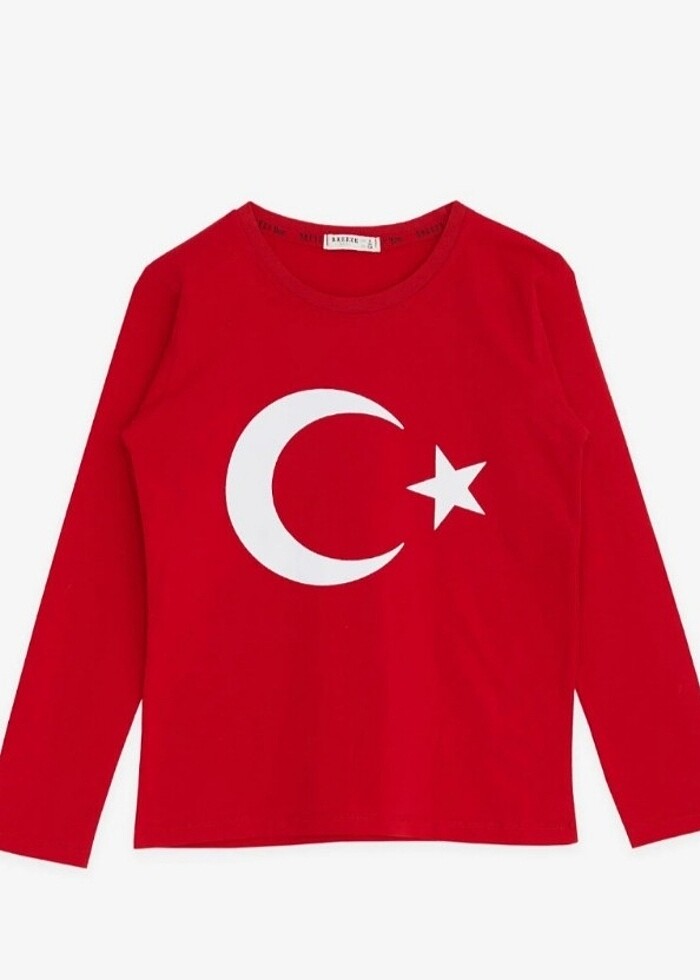 Bayraklı ve Atatürk baskılı çocuk tişörtleri - Görsel 3
