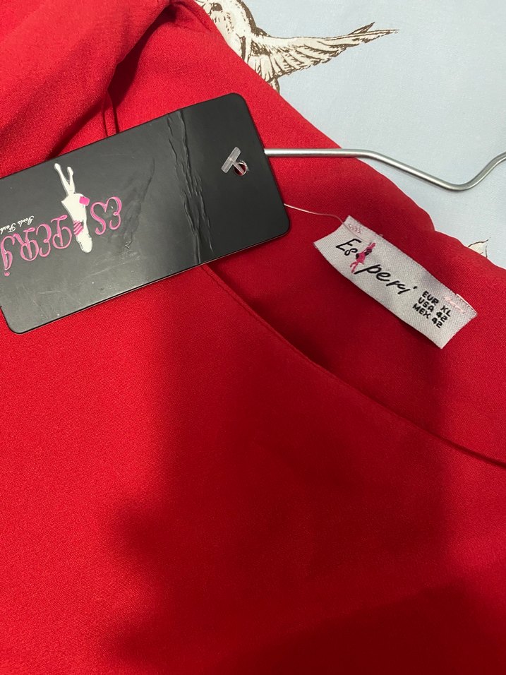 Kırmızı Uzun Kollu Salaş Kadın Elbise - Görsel 4