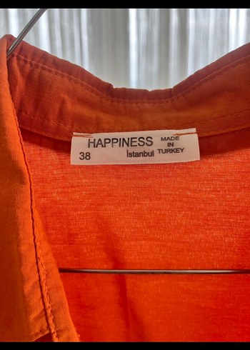 Turuncu Düğmeli Keten Gömlek - Görsel 2