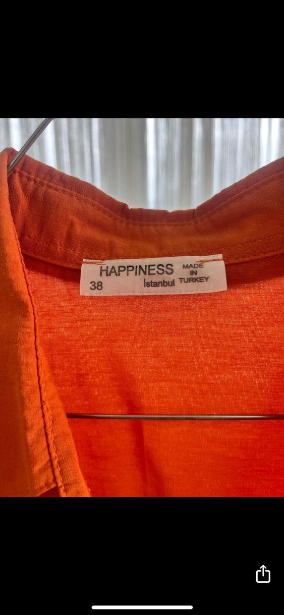 Turuncu Düğmeli Keten Gömlek - Görsel 2