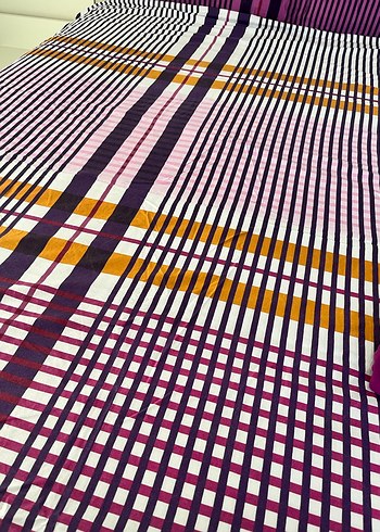 Mor Renkli Çizgili Nevresim Takımı - Görsel 2