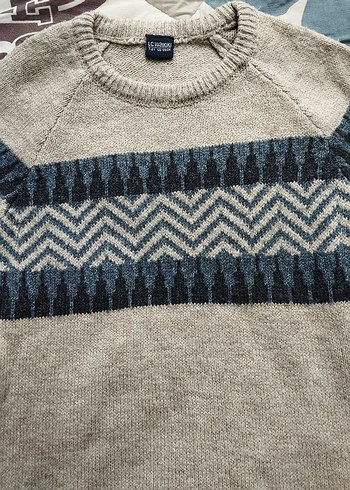 Gri Desenli Bohem Triko Kazak - Görsel 2