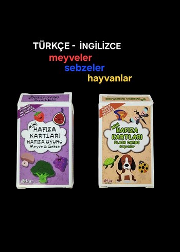 TÜRKÇE-İNGİLİZCE (MEYVE- SEBZE -HAYVAN) HAFIZA KARTLARI