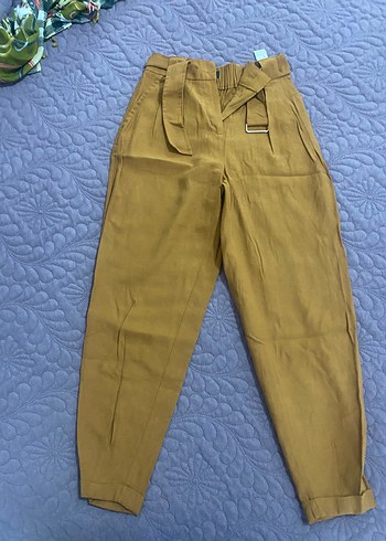 Bershka Hardal Tonlu Yuksek Bel Pantolon