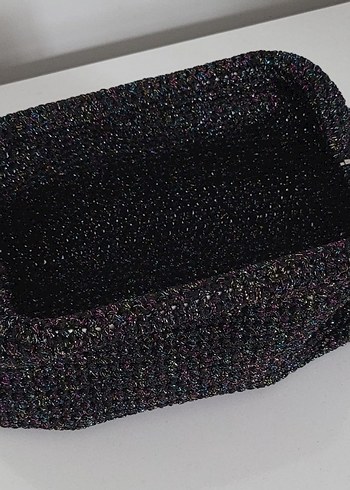 Siyah Örgü Kadın Clutch Çanta - Görsel 2