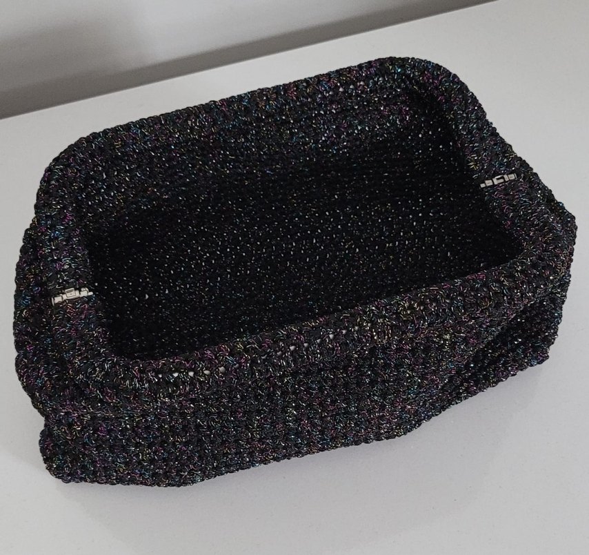 Siyah Örgü Kadın Clutch Çanta - Görsel 2