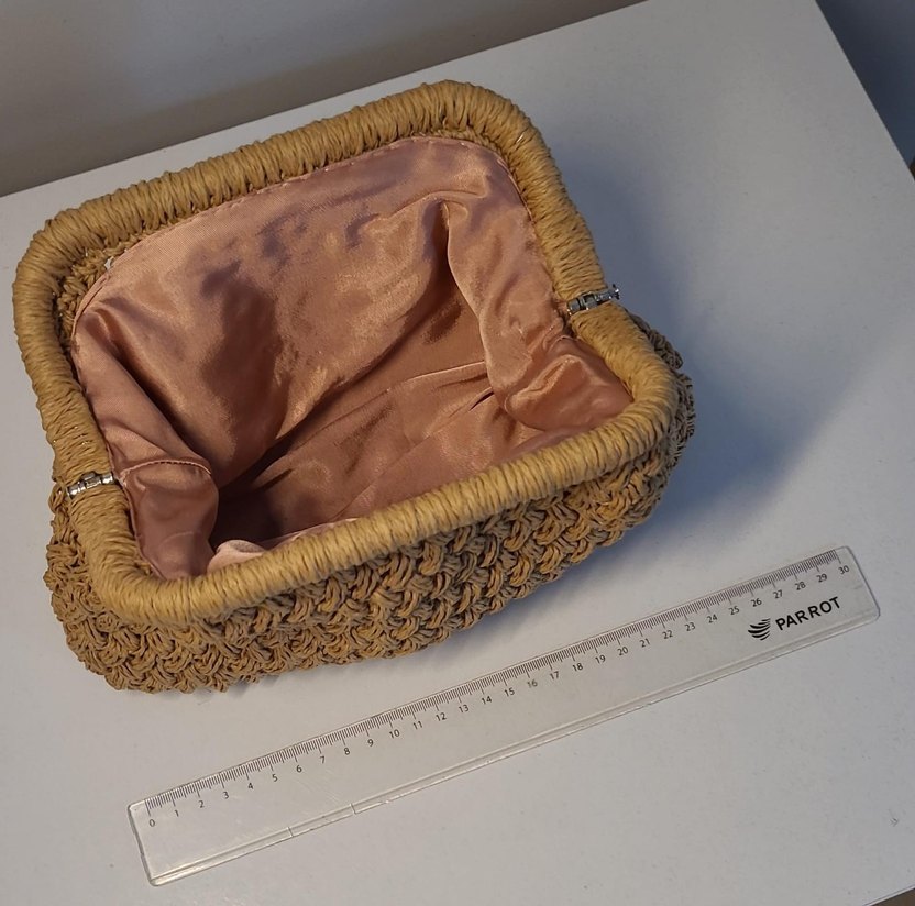 Bej Örgü Kadın Portföy Çanta - Görsel 2