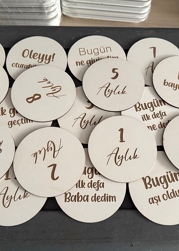 Bebek aylık etiketler ahşaptır - Görsel 2