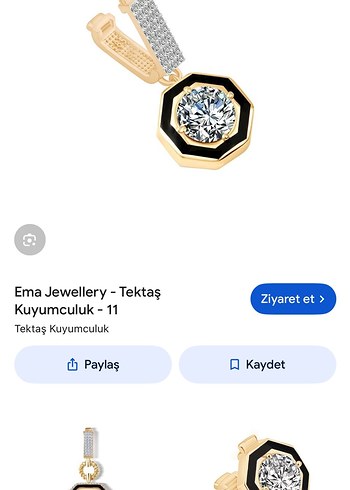 14 k altın Zincir Detaylı Siyah Mineli Altın ema Charm - Görsel 2