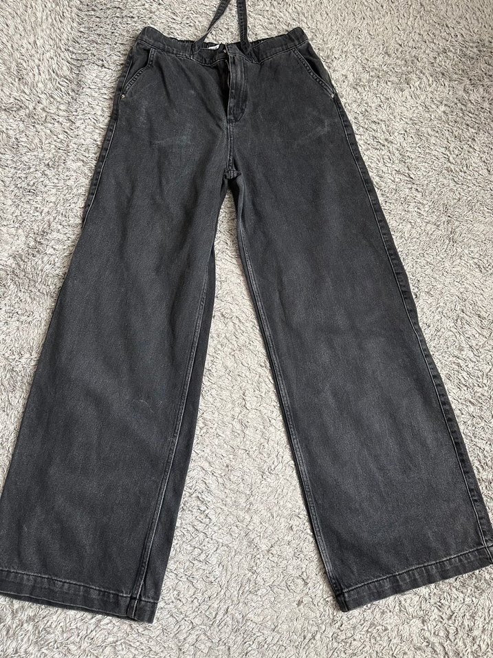 Zara siyah Bol Kesim  Kot Pantolon - Görsel 2