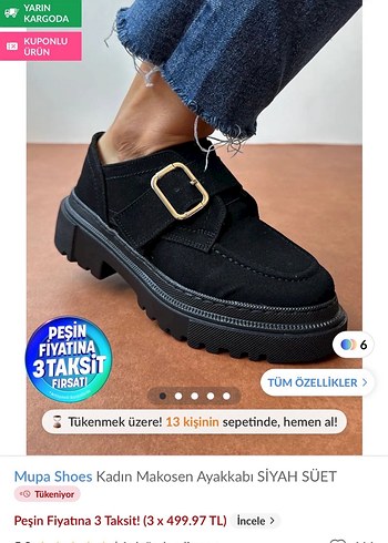 Siyah Süet Tokalı Kadın Loafer - Görsel 3