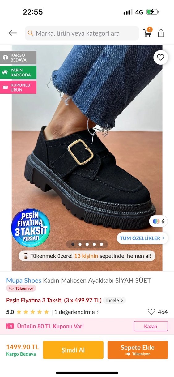 Siyah Süet Tokalı Kadın Loafer - Görsel 3