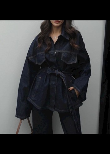 Butik ürünüdür Bol Kesim Denim Ceket pantolon - Görsel 3