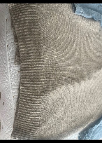 Uzun Kahverengi Triko Hırka Kot Detaylı - Görsel 6