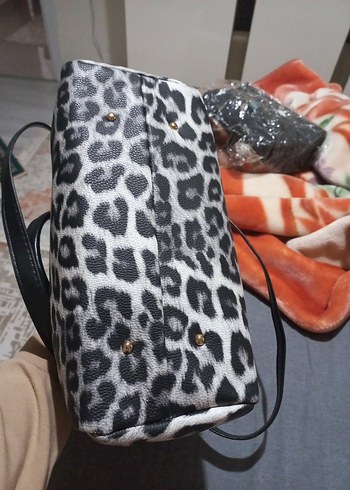Gri Leopar Desenli yeni Kadın Omuz Çantası - Görsel 4