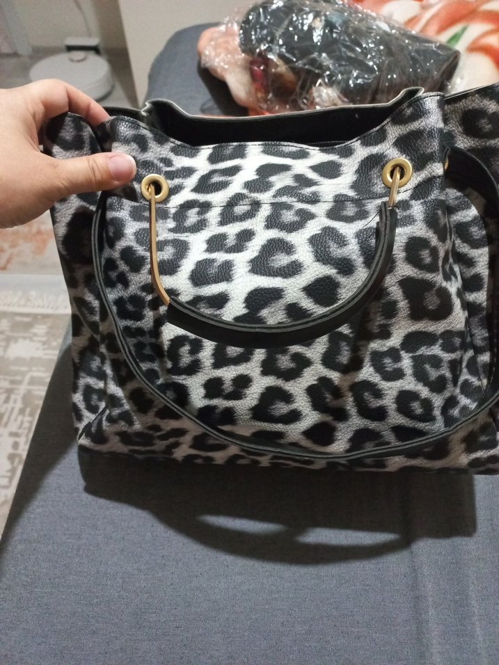 Gri Leopar Desenli yeni Kadın Omuz Çantası - Görsel 2