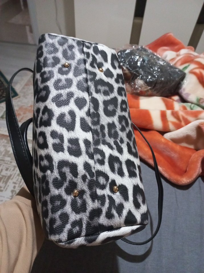 Gri Leopar Desenli yeni Kadın Omuz Çantası - Görsel 4