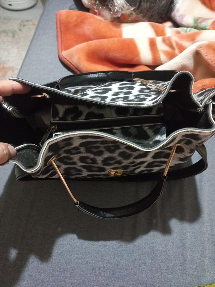Gri Leopar Desenli yeni Kadın Omuz Çantası - Görsel 5