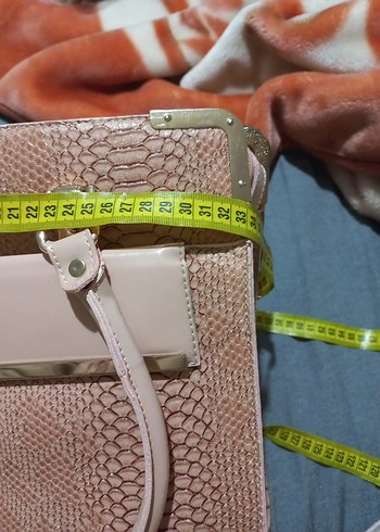 Pudra Yılan Desenli Deri Kadın Çanta - Görsel 7