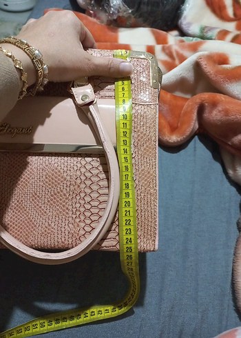 Pudra Yılan Desenli Deri Kadın Çanta - Görsel 6