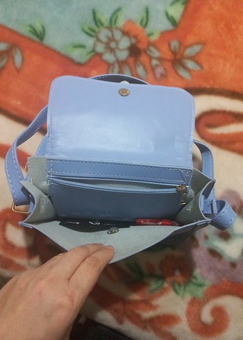 Mavi Deri Tokalı Kadın Çanta - Görsel 4