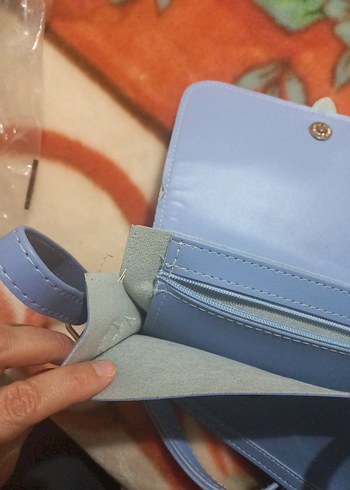 Mavi Deri Tokalı Kadın Çanta - Görsel 7