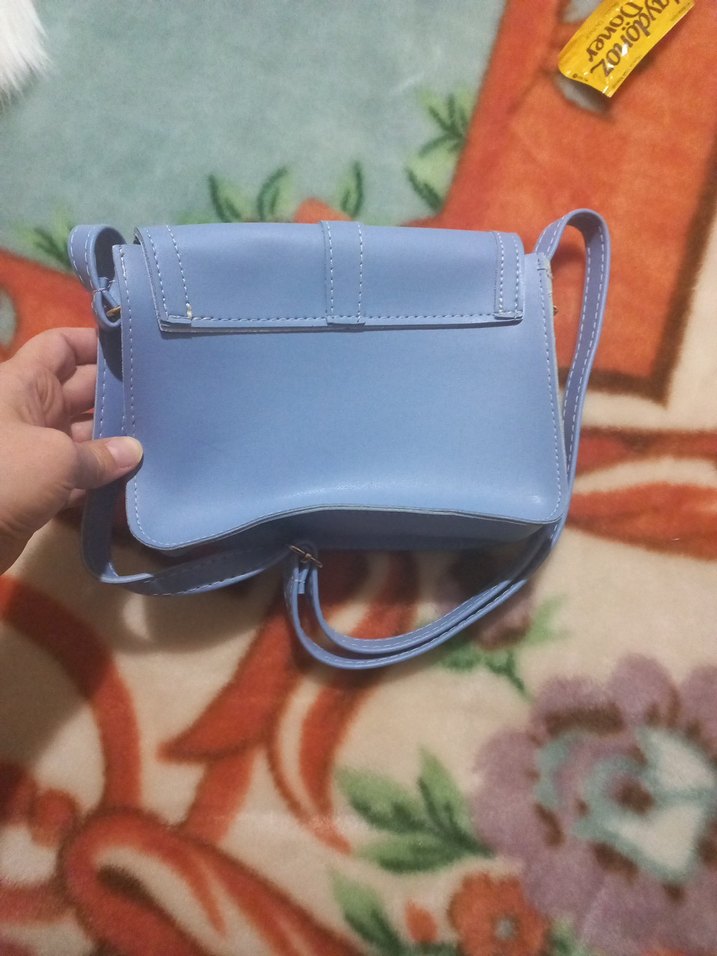 Mavi Deri Tokalı Kadın Çanta - Görsel 5
