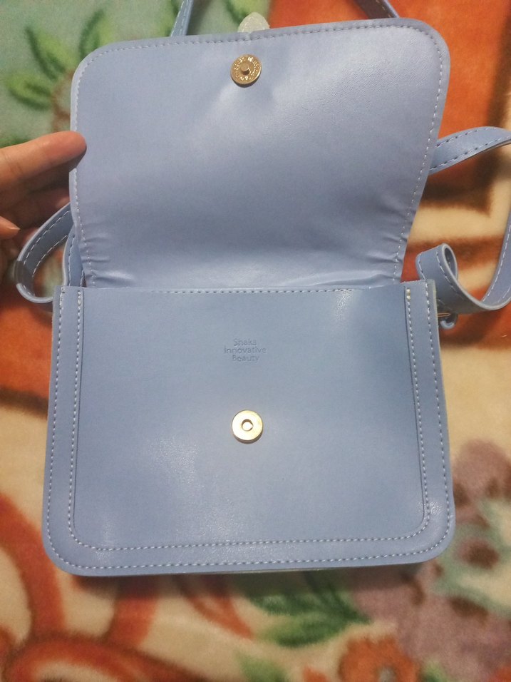 Mavi Deri Tokalı Kadın Çanta - Görsel 3