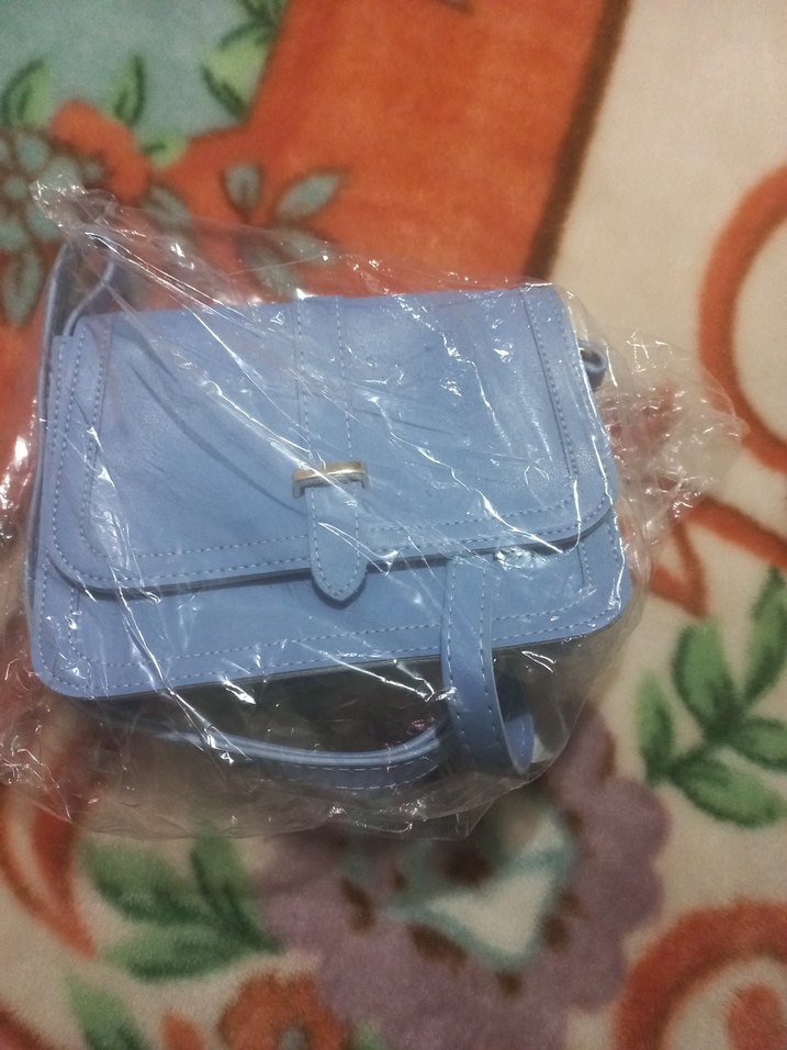 Mavi Deri Tokalı Kadın Çanta - Görsel 2