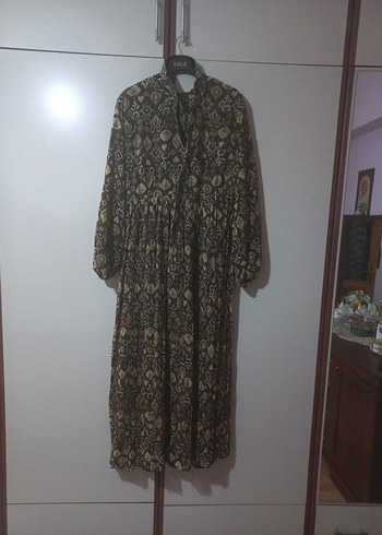 Bohem Yılan Desenli Uzun sifon Elbise