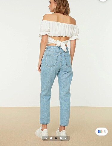 Açık mavi yüksek bel mom jeans