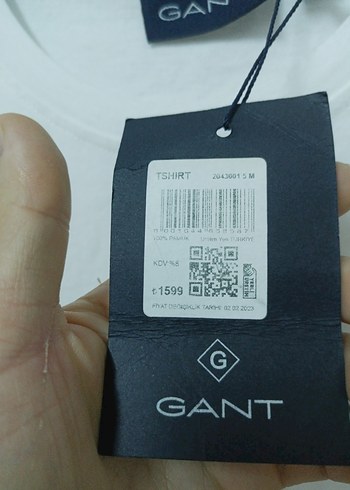 xs Beden GANT Erkek Beyaz Baskılı Kısa Kollu Tişört