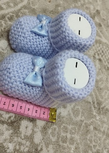 Mavi Örgü Bebek Patik - Görsel 4