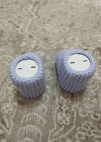 Mavi Örgü Bebek Patik - Görsel 2