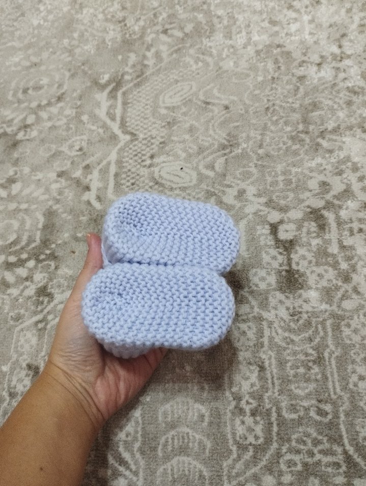 Mavi Örgü Bebek Patik - Görsel 3