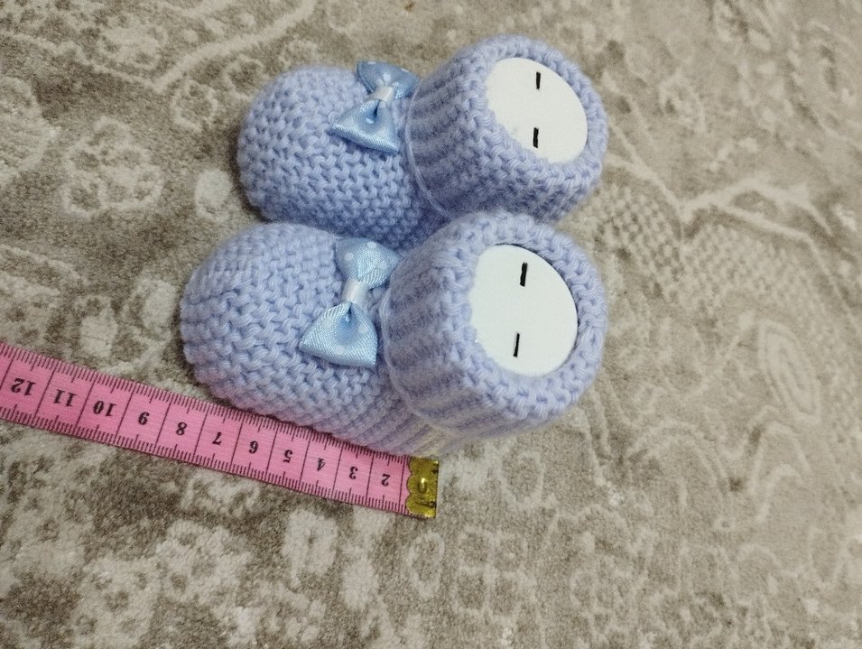 Mavi Örgü Bebek Patik - Görsel 4