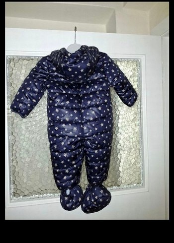 Koyu Mavi Bebek Tulum, Fermuarlı, Yıldız Desenli - Görsel 5