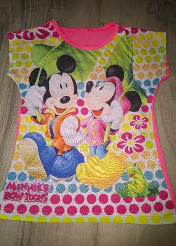 Renkli Mickey Baskılı Tişört - Görsel 2