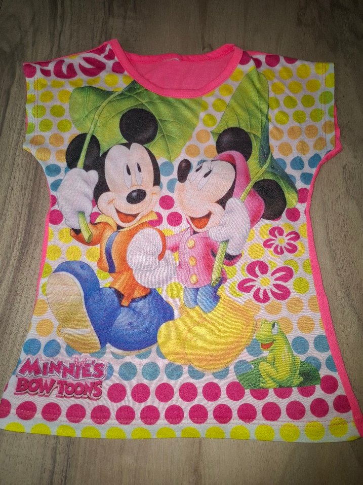 Renkli Mickey Baskılı Tişört - Görsel 2