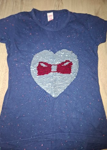 Kız Çocuk Lacivert Kısa Kollu Tişört - Görsel 5