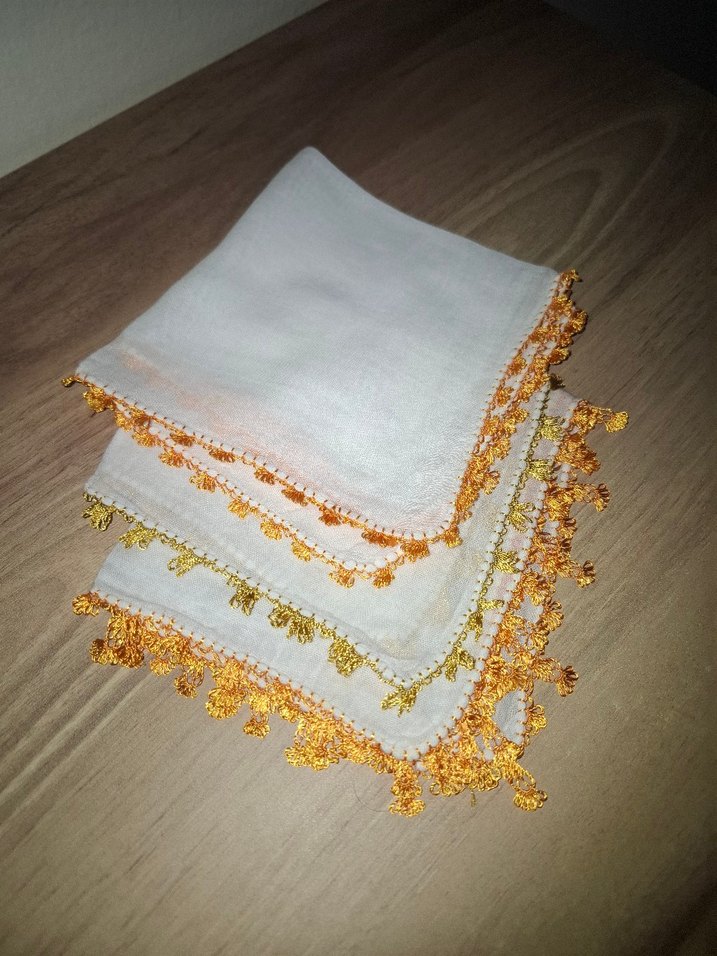 İğne oyası bebek mendili - Görsel 4