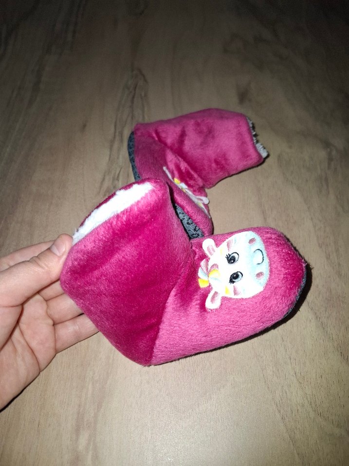 Pembe Kız Çocuk Kürklü Sıcak Ev Terliği - Görsel 2