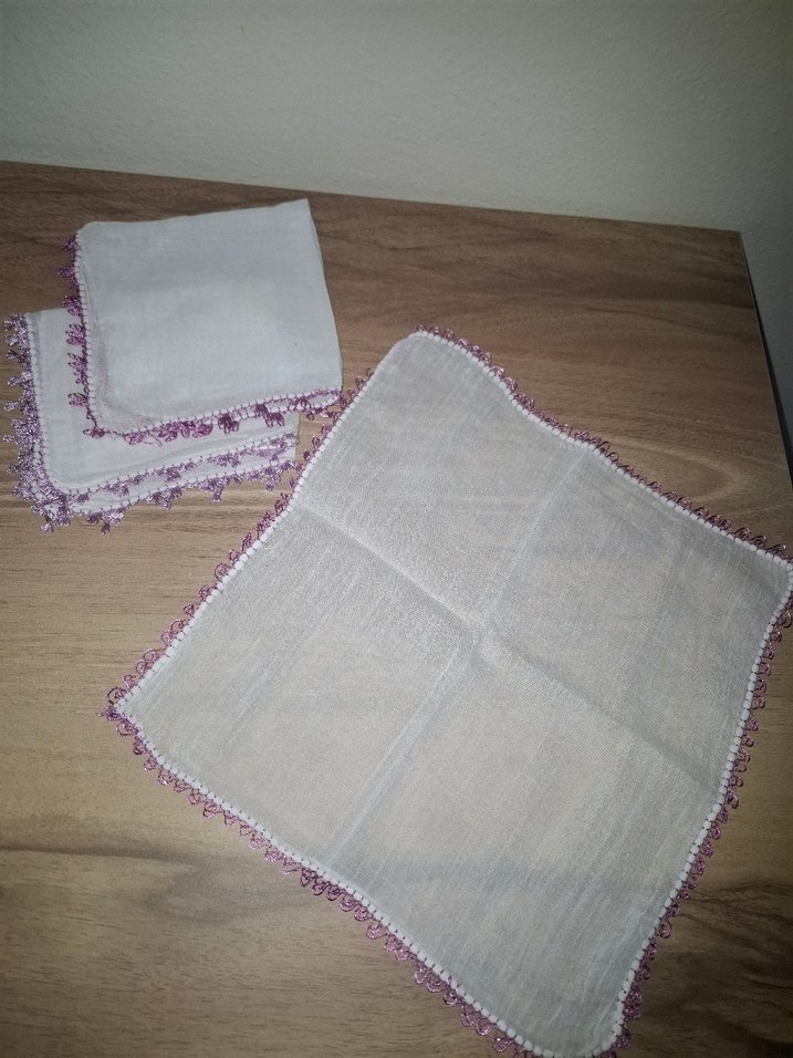 İğne oyası bebek mendili - Görsel 5