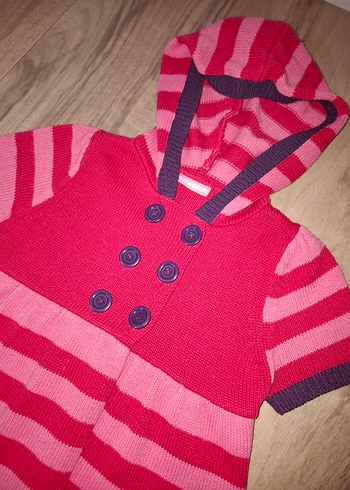 Kız Çocuk Kapüşonlu Nakışlı Triko Hırka - Görsel 4