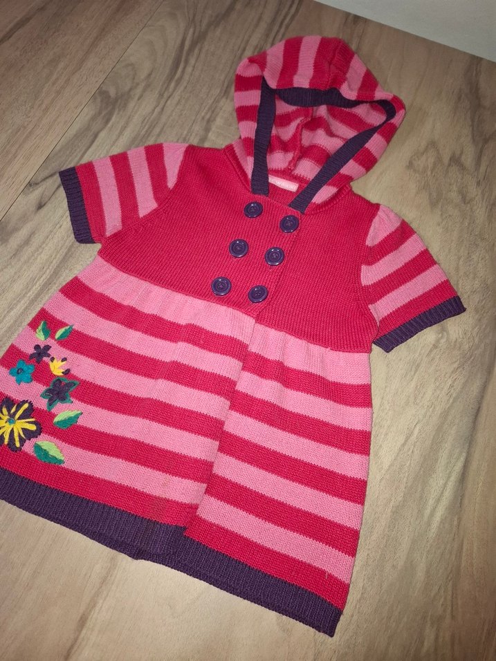 Kız Çocuk Kapüşonlu Nakışlı Triko Hırka - Görsel 5