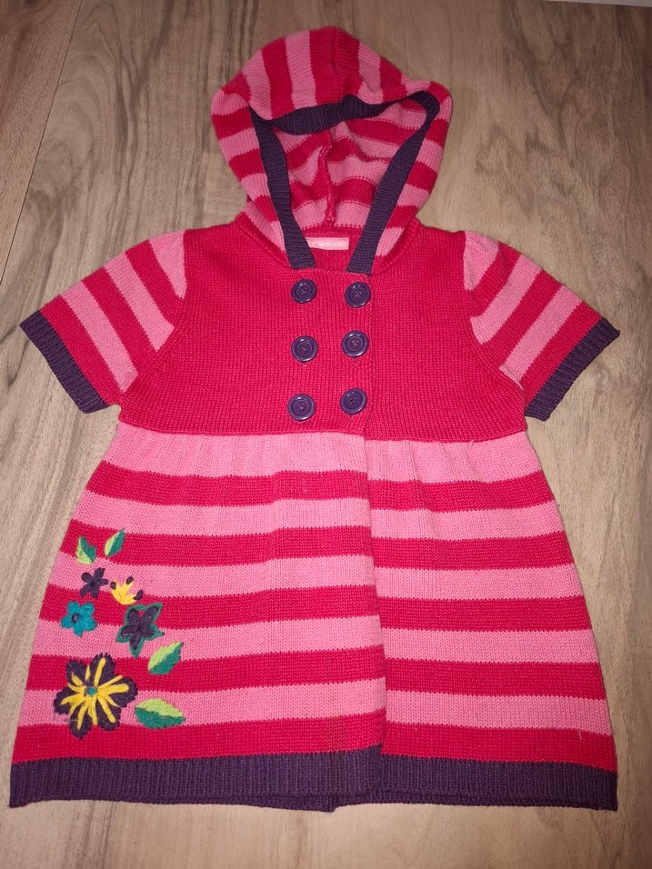 Kız Çocuk Kapüşonlu Nakışlı Triko Hırka - Görsel 2