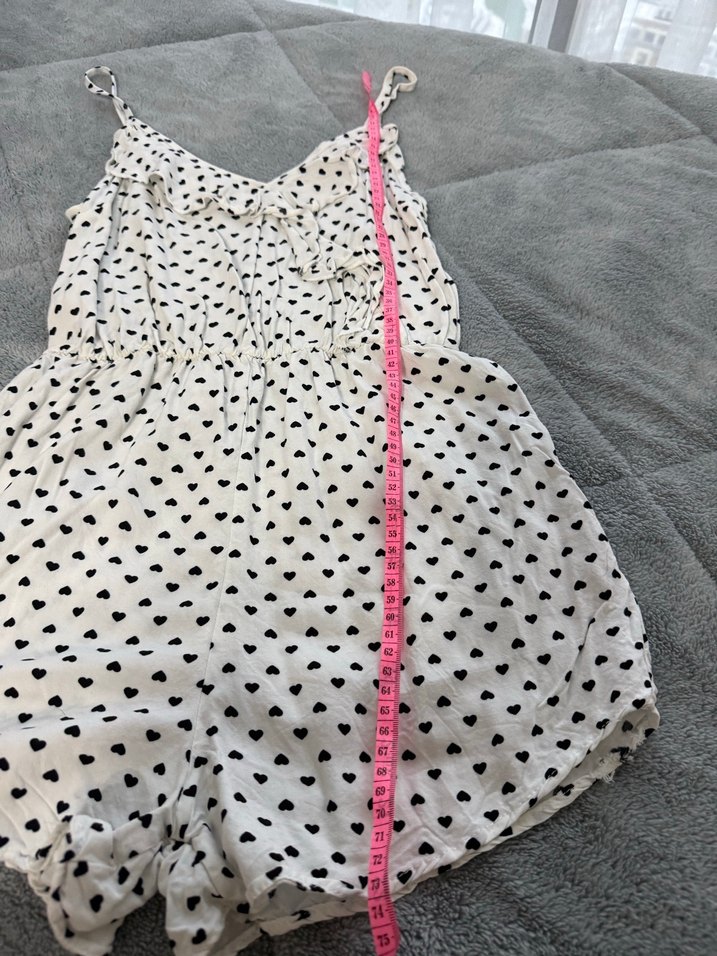 Kız çocuk Puantiye Desenli Kolsuz Beyaz Tulum - Görsel 5