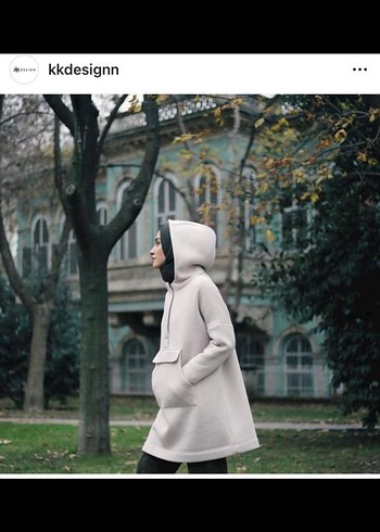 KK Design Gri Kapüşonlu Kanguru Sweatshirt
