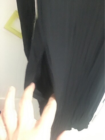 s Beden siyah Renk Uzun düğmeli siyah çiçek desenli elbise