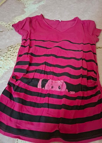 Pembe V Yaka Hamile Tişörtü - Görsel 3